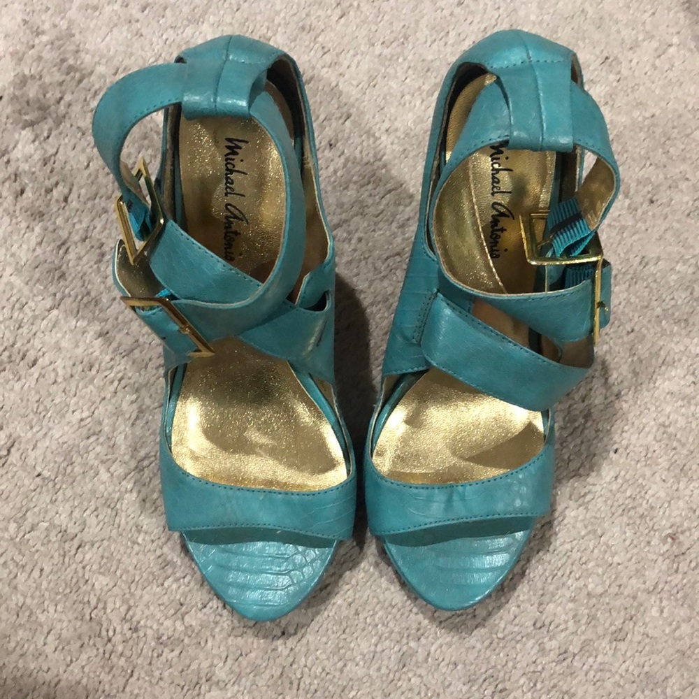 Turquoise high heels
